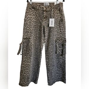Disclosure Leopard Print Low-Rise Baggy Cargo Jeans Size 9/29 NEW